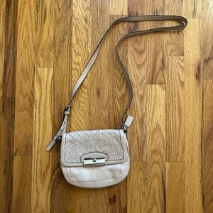Coach Woven Leather Crossbody Bag – Light Beige